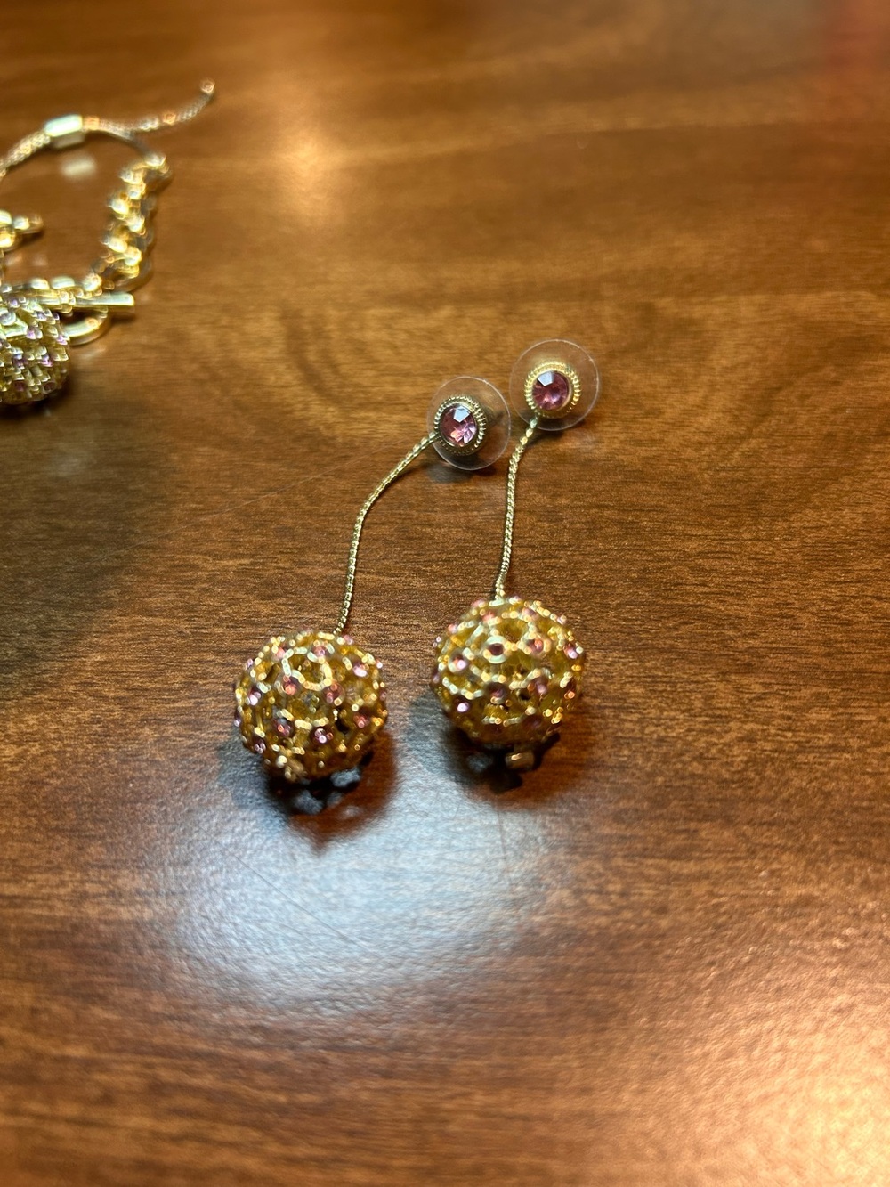 Mary Kay Gold-Tone Crystal Ball Necklace, Bracelet & Earrings Set - Picture 4 of 5